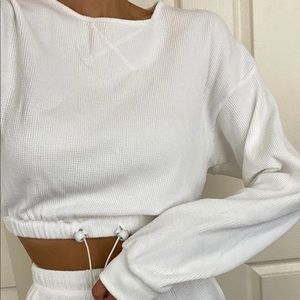 Princess Polly Cropped Sweatshirt Milo White